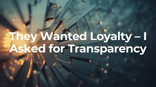 They Wanted Loyalty — I Asked for Transparency
