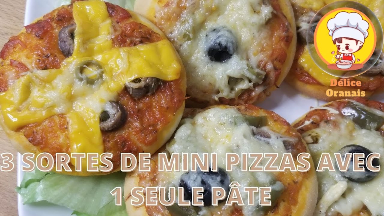 3 Sortes Mini Pizza facile et rapide au fromage avec une seule pâte 👋 ...
