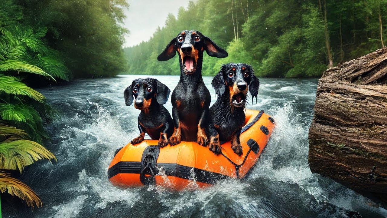 Hundimos el Bote inflable: Perros Salchichas en el Rio 🚤