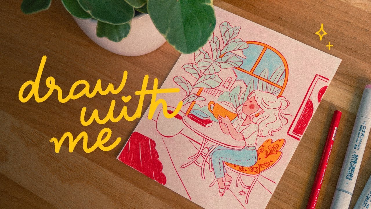Drawing a charming café ☕🌷 ✦ Draw with me #02