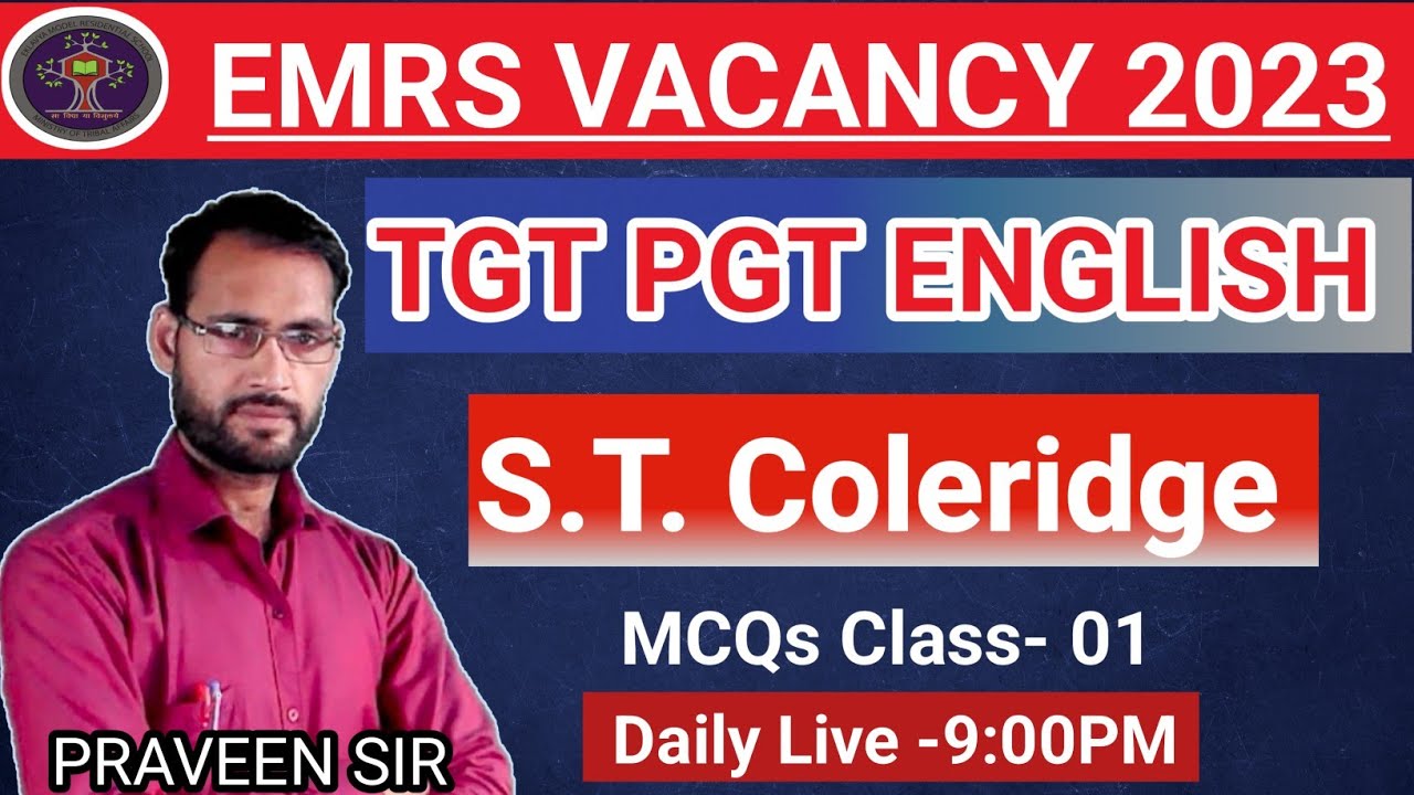 EMRS TGT PGT ENGLISH 2023 LIVE CLASS-01|| S.T. Coleridge Important Questions |EMRS TGT  ENGLISH