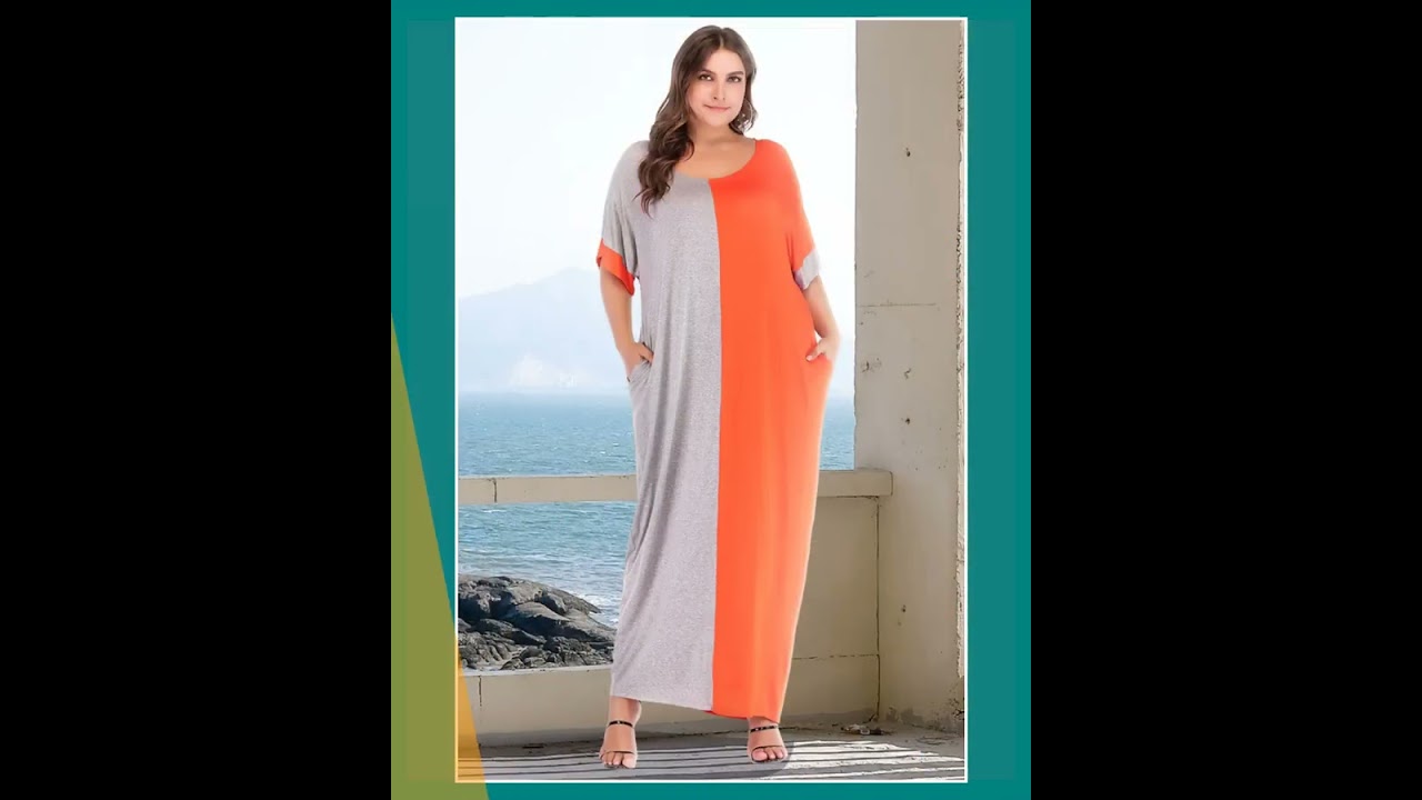 Plus Size Color Block Tee Dress with Pockets