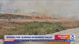 Firefighters battling Springs Fire burning in Moreno Valley Information