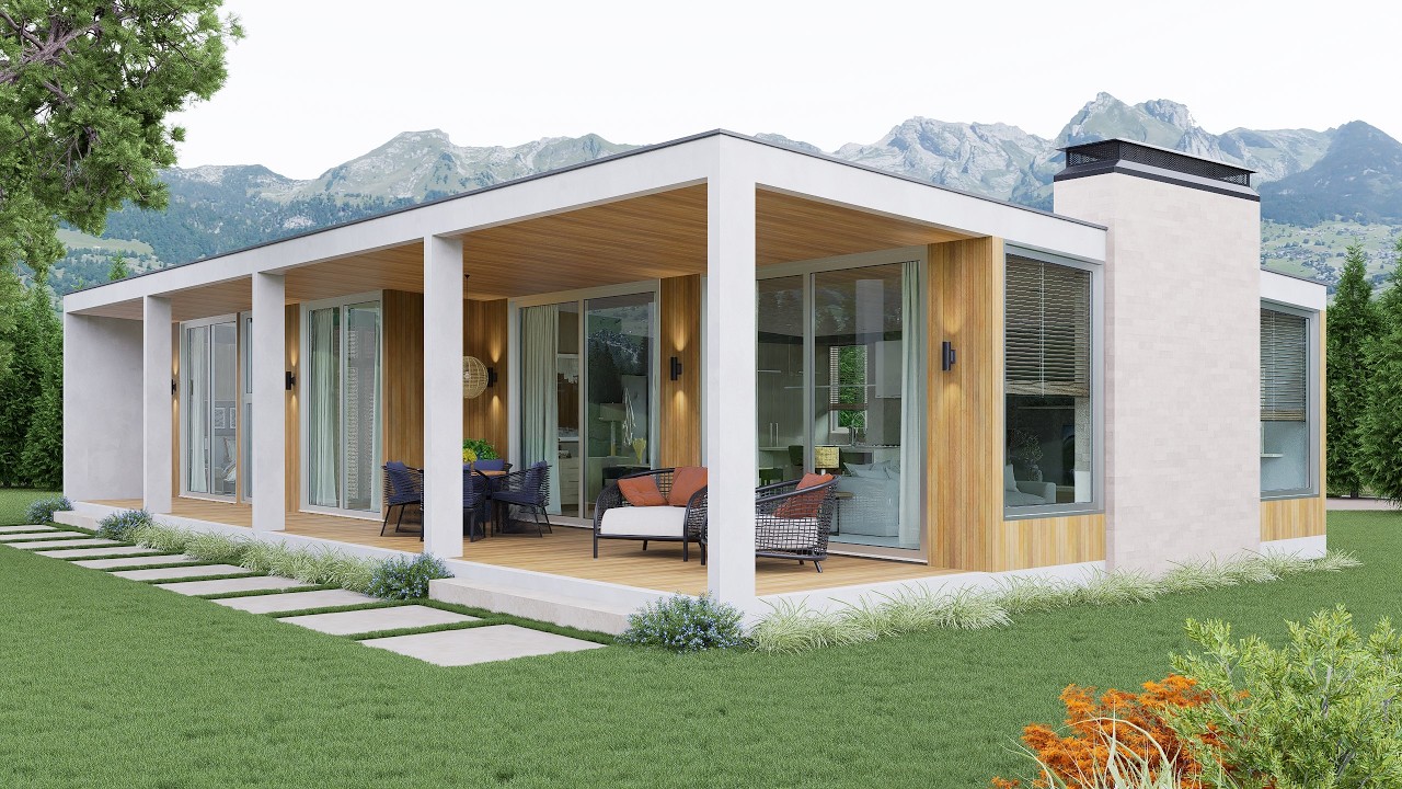 Современный загородный дом с тремя спальнями: комфорт и гармония в окружении природы