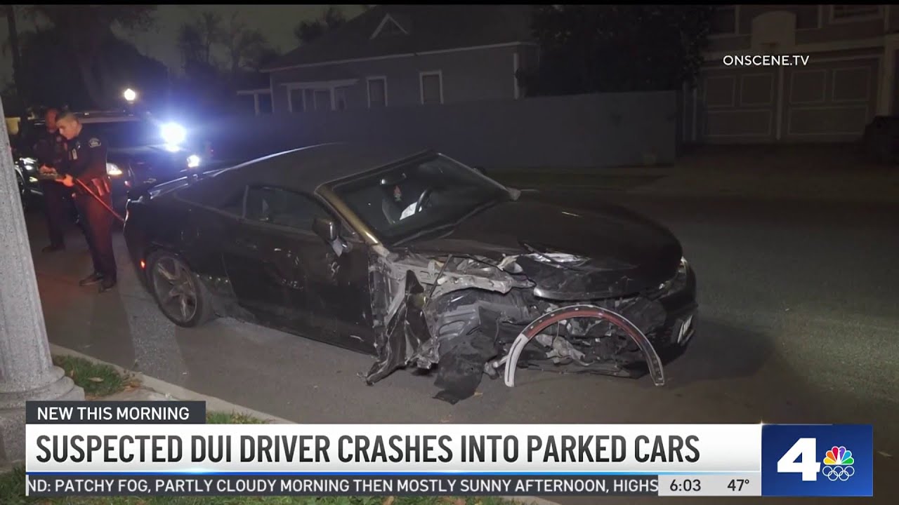 Suspected DUI driver crashes into row of parked cars in Fullerton - YouTube