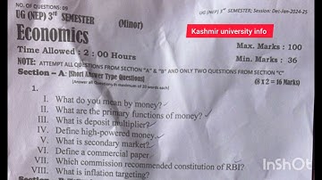 Bg 3rd semester previous year question paper economics major minor 