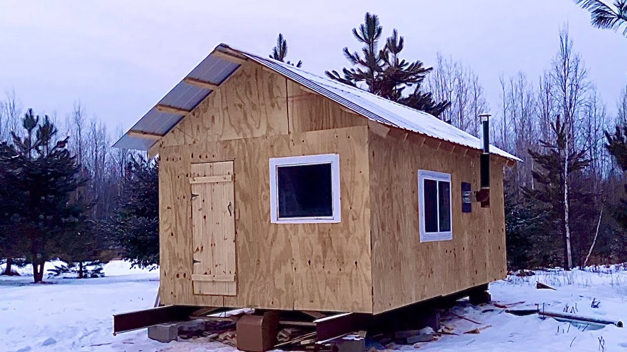 Building A VERY SIMPLE Off Grid Cabin: Wood Stove Install, Wiring ...