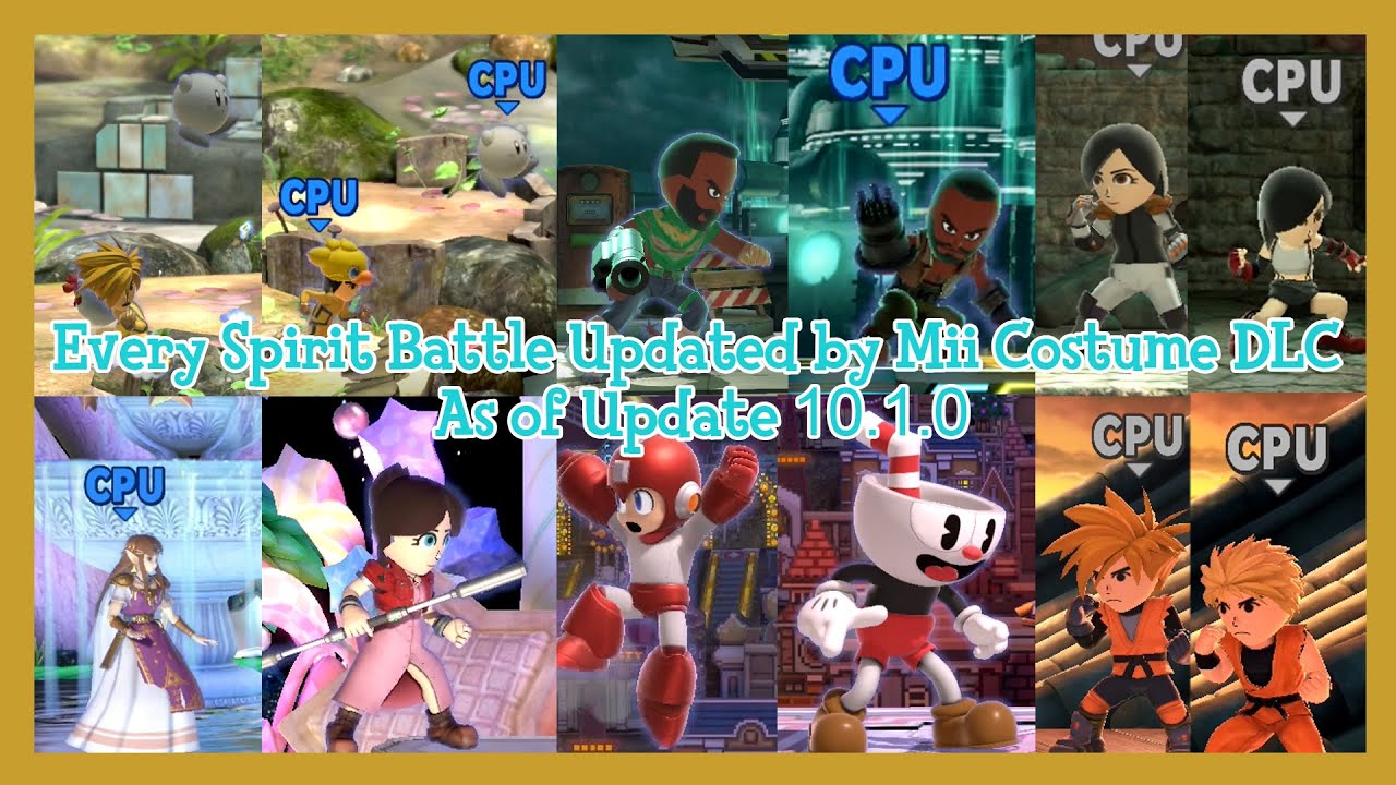 Super Smash Bros Ultimate - Spirit Battles Updated With Mii Costume DLC Comparison (Version 10.1.0)