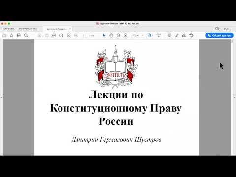 Шустров Д.Г. Лекции по конституционному праву РФ № 33 (заключит) Конституционный Суд РФ (окончание)