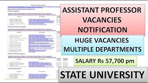 Permanent Assistant Professor Vacancies in State Universities | Non UGC NET | Rs 57,700 pm
