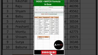 INDEX plus MATCH ka Formula in Excel #exceltutorial #excel #exceltips #exceltutorial #microsoft