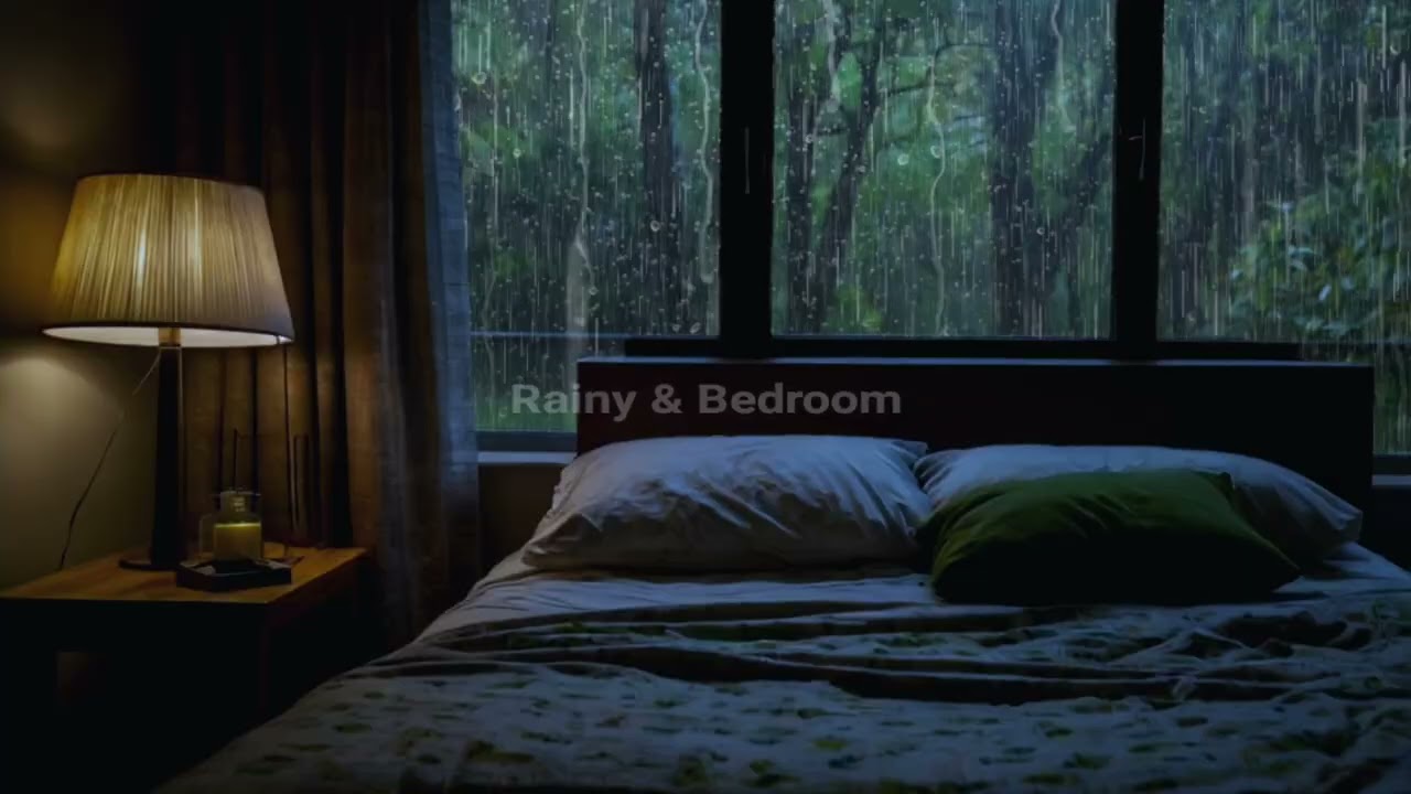Уютная спальня. Тихие звуки дождя и шторма для спокойного глубокого сна.