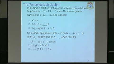 Prof. Gus Isaac Lehrer | Semisimple quotients of Temperley-Lieb