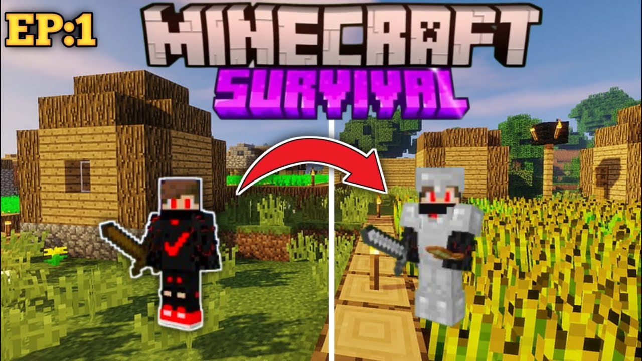 MINECRAFT PE 🔥 SURVIVAL SERIES 😅 EP 1 In hindi | find village & iron ...