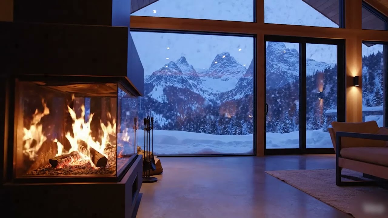 Fall Asleep in a Modern Cabin - Winter Blizzard Sounds