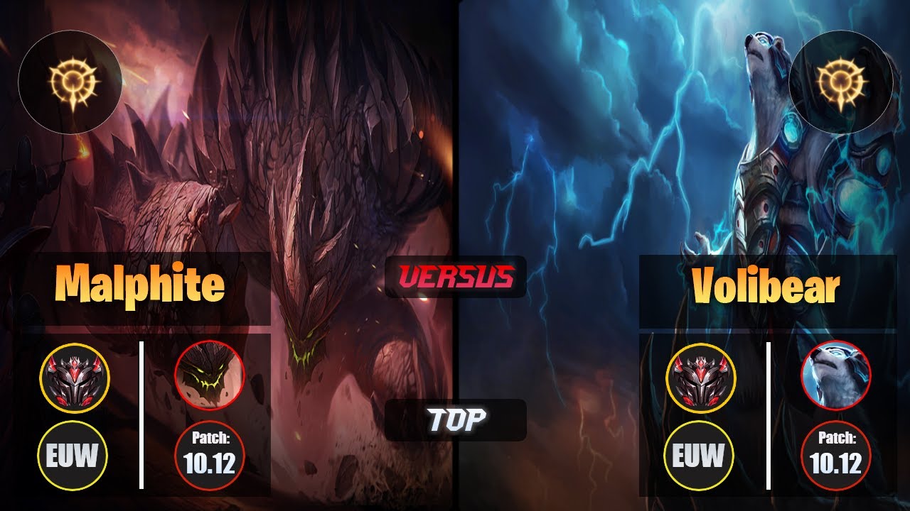 GrandMaster MALPHITE [Press the Attack] (Top) VS  VOLIBEAR - Grandmaster EUW Patch 10.12