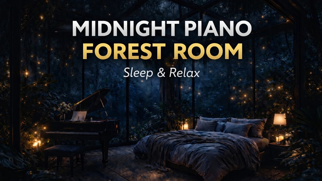 Midnight Piano in a Glass Forest Room 🌲 Deep Sleep & Relaxing Music