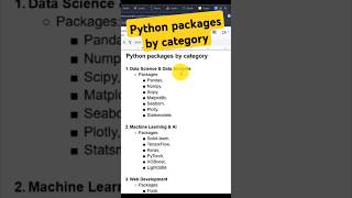 Python Packages By Category #numpy #machinelearning #pandas #opencv #python