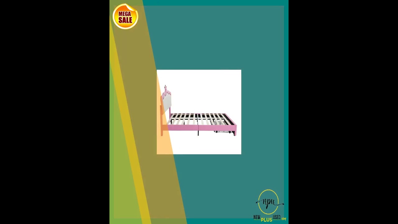 NEW Full Size Upholstered Bed Frame With LED Lights, Modern Upholstered Princess Bed With Crown H...