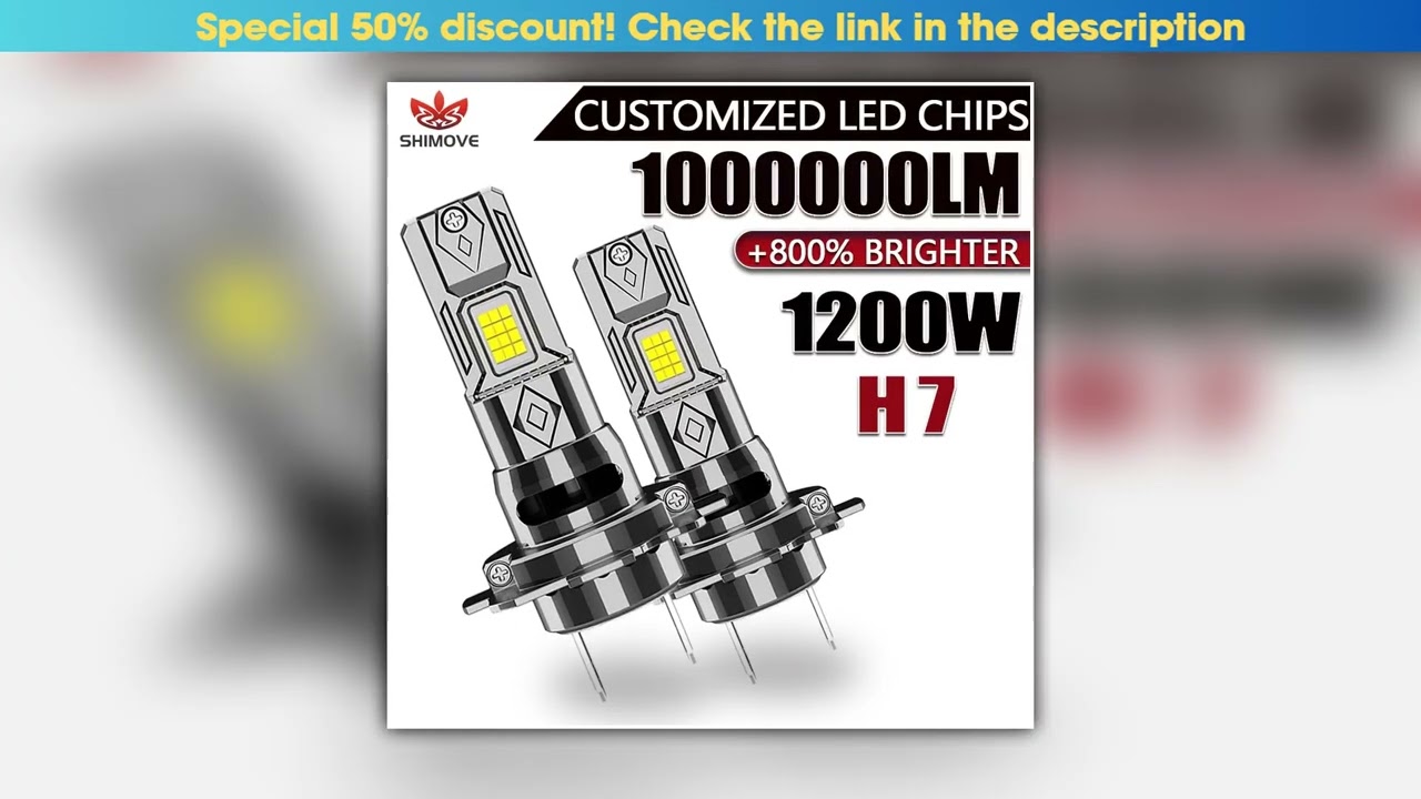 H7 LED Headlight CANBUS Error Free Lights for Car 1000000LM 1200W Super Bright Turbo Auto Bulb