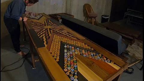 DIY BEER PONG table with Resin, bottle caps & AWESOME designs on a budget!