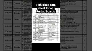 11th class date sheet for all Punjab boards 2026