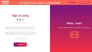 Interactive User Login Page using CSS and JavaScript