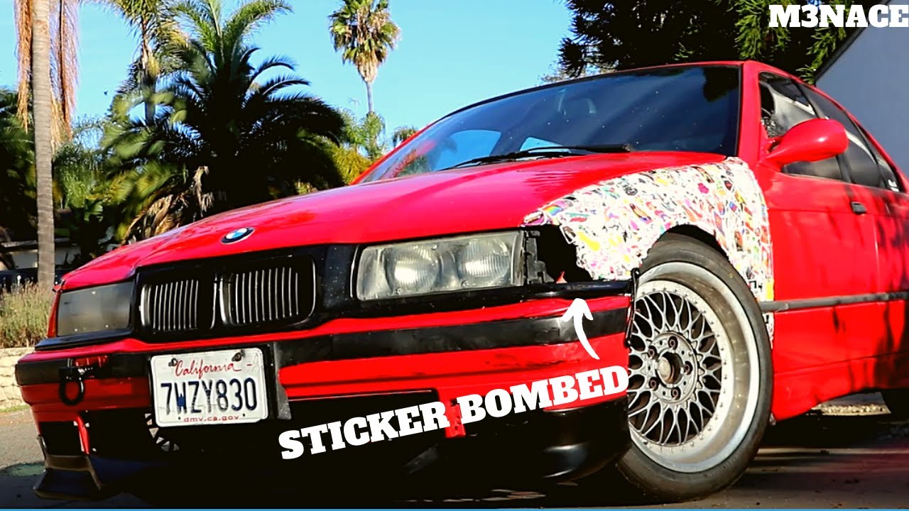 E36 Fender Gets Sticker Bombed! + Drift Lip Installed