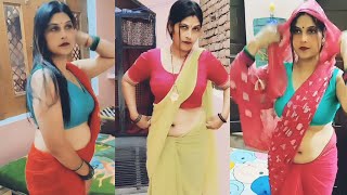 Elegant Red Chiffon Saree Stunning Back Pose Saree Fashion Show Saree Sundari