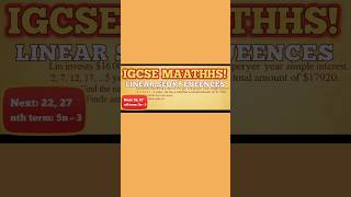igcse 0580 11 m j 22 linear sequence, finding next two terms and the nth term #shorts #Viral #igcse