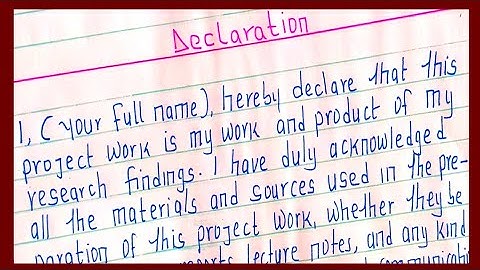 Projects Declaration Format | How to Write Projects Declaration | Projects Declaration Sample
