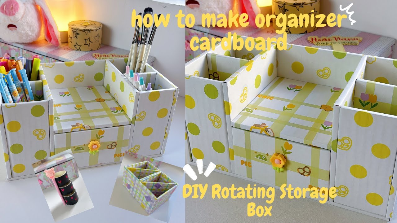 Вращающийся ящик для хранения своими руками / Как сделать органайзер из картона