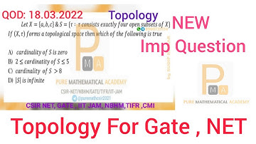 Topology Csir Net | Gate | QOD 18.03.2022 | NBHM | Pure Mathematical Academy | Sudip Kumar