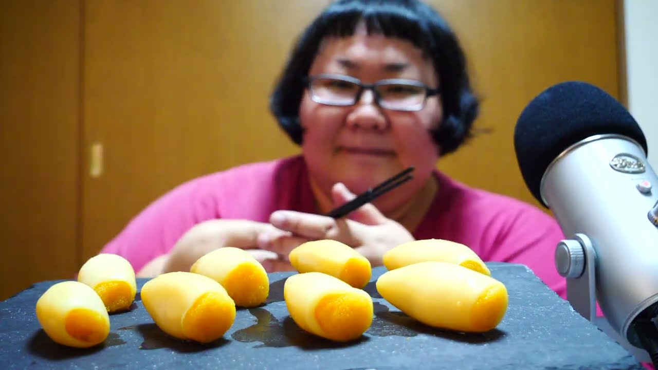 ASMR 咀嚼音　モッパン　子持ちヤリイカ　알 가진 창오징어　spear squid with roe
