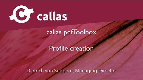 Profile creation in callas pdfToolbox