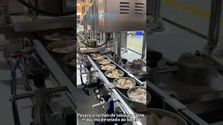 Máquina de pesar e rechear salsa de carne, máquina de recheo, máquina de selar ao baleiro automática