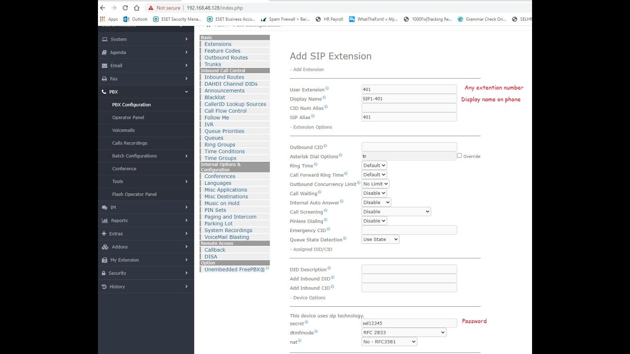 IP Phone (Yealink) Elastix server installation