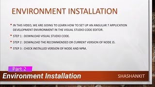 Part 2 Environment Installation of Angular 7 in Hindi