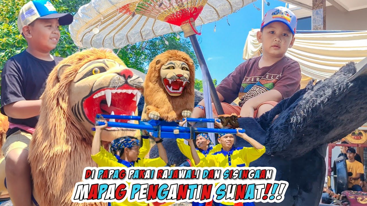 DIPAPAG PAKAI SISINGAAN DAN RAJAWALI!!! PROSESI MAPAG PENGANTIN SUNAT - Sisingaan SARIHARJA SALUYU