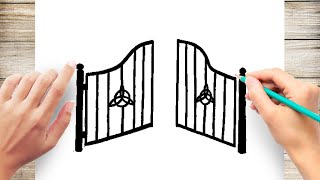 How To Draw Open Gate Step by Step