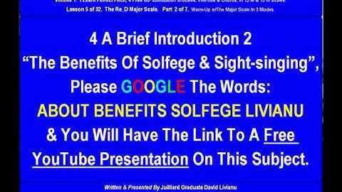Part 2a. LESSON 5 of 32, The Re_D Major Scale. THEORY