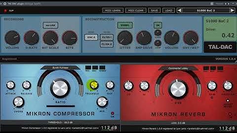 Using TAL DAC with 112dB Mikron Compressor and Reverb to get a vintage sound. Synth is U-he Diva.