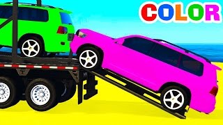 COLOR OFFROAD CARS Transportation & Spiderman Cartoon for Kids w Colors for Children Nursery Rhymes