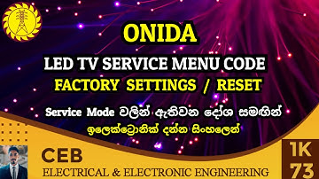 Onida tv factory settings code | Onida led tv service menu code | Onida Factory reset