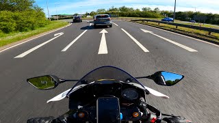 Yamaha R7 Dual carriageway Ride 2023 60th Anniversary POV 4K | Akrapovic Racing Line #motorcycle