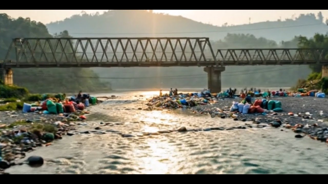 Cleaning Tons of Rubbish in The River by Community