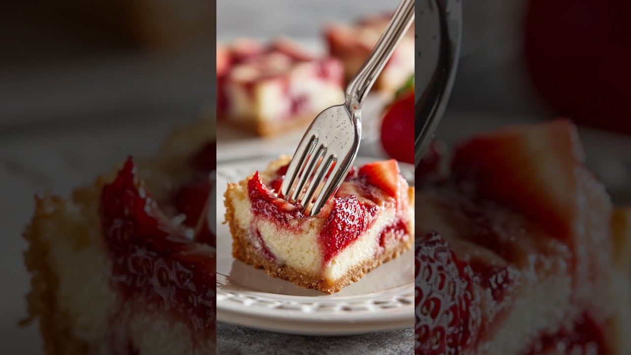 Strawberry Swirl Cheesecake Cookie Bars! 🍓🍪🍰