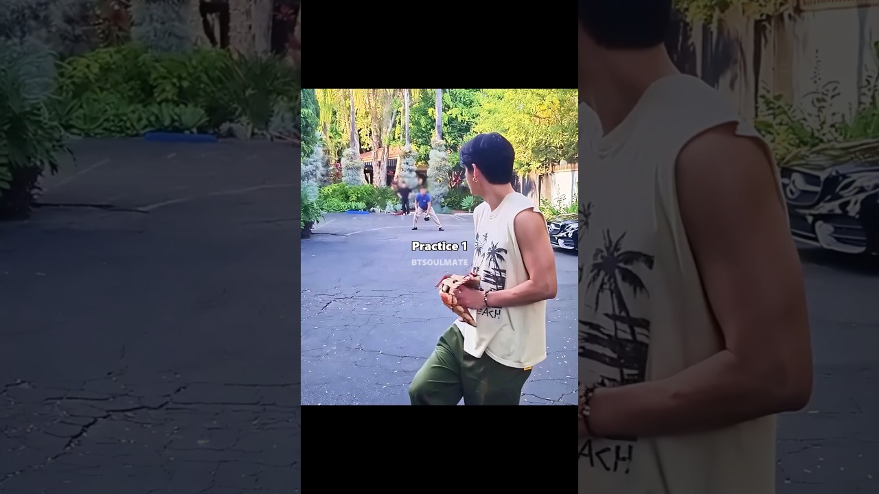 Taehyung shows practice make perfect 💜⚾, that's why ARMY is proud of him #bts#taehyung#shorts#viral