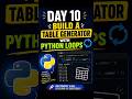 Day 10 of Learning Python 🐍 | Build a Multiplication Table Generator Using For Loops #python#coding