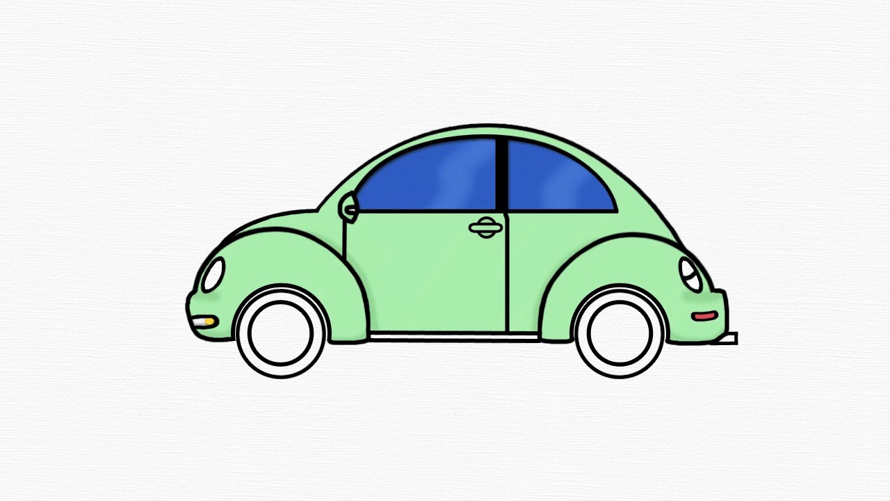 How to draw Volkswagen New Beetle  Sketchok easy drawing guides